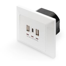 Digitus Ladedose USB Empotrable 2x USB A 1x USB Type-C, 3.1A, para Smartphones/Tabletas, Blanco
