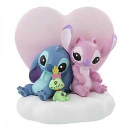 Enesco Figura Iluminada Disney Stitch y Angel Colección Grand Jester con Corazón que se Ilumina