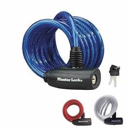 Master Lock 8127EURDPRO Candado de Cable de Seguridad con Llave, 1,8 m x 8 mm, Acero Trenzado y Revestimiento de Vinilo