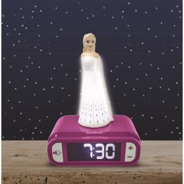 Lexibook Radio Despertador Frozen 2 Elsa: Luz Nocturna Iluminada, Sonidos y Alarmas Temáticas, Pantalla LCD