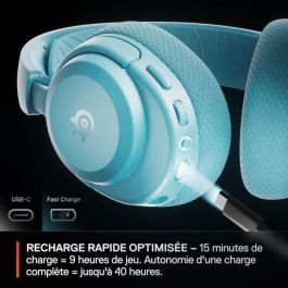 SteelSeries AAATQ03451 Auriculares Gaming Arctis Nova 3PW Inalámbricos Bluetooth + 2.4GHz 40h Batería Azul Cielo