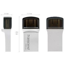 Transcend JetFlash 890 - Pen Drive USB 3.1 OTG 256GB Tipo-A y Tipo-C Plata