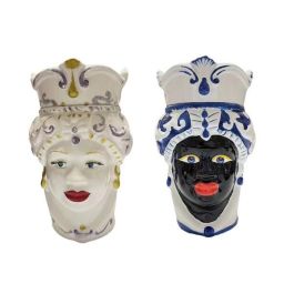 DKD Home Decor Macetero Sicilia 2024 Blanco Negro Porcelana Cabeza Siciliana 12 x 20 x 12 cm (2 Unidades) Precio: 29.49999965. SKU: B1F5E55ZK8