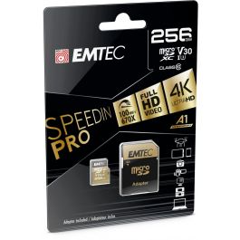 EMTEC Tarjeta de Memoria MicroSDXC 256GB UHS-I U3 V30 A1 SpeedIN Pro con Adaptador SD