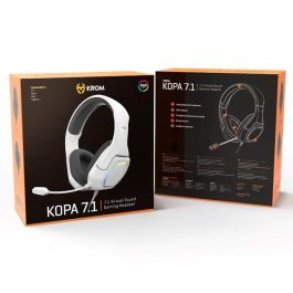 Krom Kopa 7.1 Auriculares Gaming Alámbrico Diadema con Sonido Virtual 7.1 e Iluminación RGB Negro y Blanco para PC PS4 PS5 Nintendo Switch