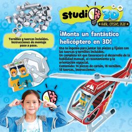 Educa Borras Studio 3D Helicoptero 14 Piezas Cartón, 18 Tornillos, 18 Tuercas, Desarrollo Manual, Razonamiento y Orientación Espacial