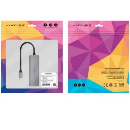 Nano Cable 10.16.4603 Hub USB-C 3.1 a RJ45 Gigabit Ethernet con Power Delivery 100W Carga, Gris