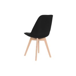 DKD Home Decor Silla Scandi Acolchada de Poliéster y Haya Negro 56x83x48 cm Altura Asiento 47cm Desmontable Peso Máx. 120kg