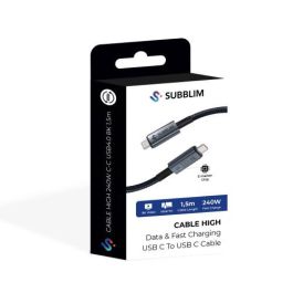 Cable USB-C a USB-C Subblim SUBCAB-C24010 1,5 m Negro Cable USB-C a USB-C Subblim SUBCAB-C24010 1,5 m Negro