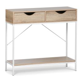 Inde Mueble con 2 Cajones Madera-Metal 80x30x75 cm