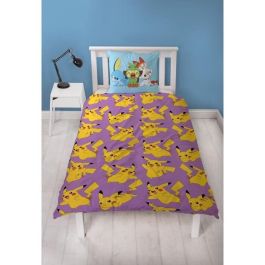 Pokemon LYO1728158870457 - Juego de cama reversible Pikachu Microfibra - Funda nórdica 140x200 cm + Funda almohada 63x63 cm