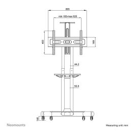 Neomounts NM-M1700BLACK Carrito para Pantallas de 32-75", 50 kg, Altura Ajustable 104-154 cm, VESA 200x200-600x400, Negro