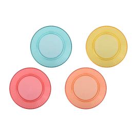 Kitchen Goods & More Cuenco Reutilizable de Rayas en Relieve, 800 ml, Ø15 x 7 cm, Plástico, 4 Unidades, Colores Surtidos, No Apto para Lavavajillas