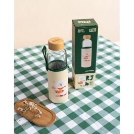 ERIK RJ BT21 Botella de Cristal con Funda de Neopreno y Tapón de Bambú 500ml