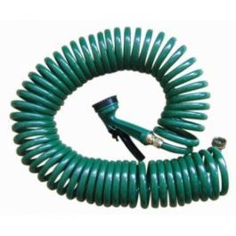 MANGUERA EN ESPIRAL JOCCA 1302 - 15 METROS - DIÁMETRO 8.5MM - CONECTOR + 2 ARANDELAS - INCLUYE PISTOLA CON 7 POSICIONES DE SALIDA DE AGUA