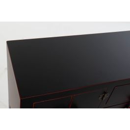 DKD Home Decor Consola Oriental Masako de Abeto y MDF Negro Rojo 26 x 83 x 63 cm con 2 Cajones y 1 Puerta
