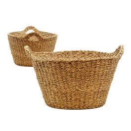 Cesto con Asa Redondo Giftdecor 43x26x37 cm - Marrón, Alga de Mar, 14L (6 Unidades) Precio: 57.49999981. SKU: S3605520