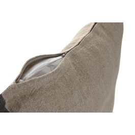 DKD Home Decor Cojín Tradicional de Lino Natural Negro 50 x 50 cm (2 Unidades)