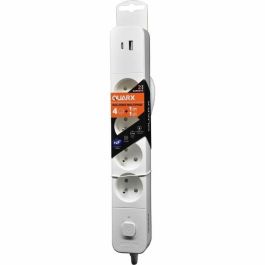 Quarx QUA4004282463160 Regleta Eléctrica de 4 Tomas de Corriente, Puertos USB Tipo C y USB A, Cable 1.5m