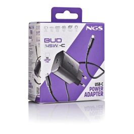 NGS BUD45W-C Cargador de Pared GaN Ultrarrápido 45W con 1xUSB Tipo-C y Cable USB-C a USB-C 1.5m PD3.0