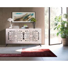 Giner y Colomer Aparador Madera Mango y Metal Blanco Envejecido 150 cm