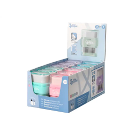 Liderpapel Goma de Borrar Rectangular con Protector Plástico y Sacapuntas 2 Usos Colores Surtidos