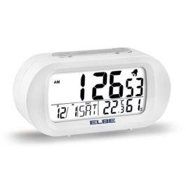 Elbe Reloj Despertador RD-009-B Temperatura Humedad Pantalla 9cm Blanco