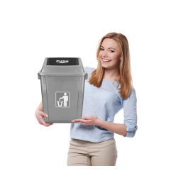 Q-connect Papelera Contenedor Plástico con Tapa de Balancín, 20 Litros, Gris, 340x240x450 mm