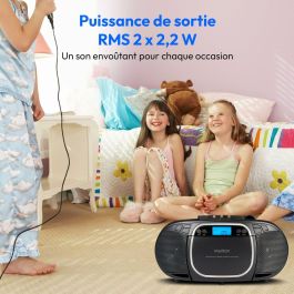 Medion MED4061275196481 Radio CD Portátil FM, 2x2.2W RMS, Color Negro