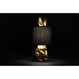 DKD Home Decor Lámpara Sobremesa Resina Algodón Dorado Negro 20x43x20 cm E27 40W Conejo (Pack 2 Unidades)