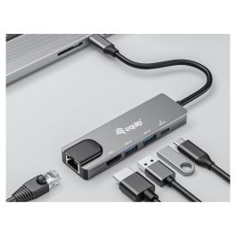 Equip Docking USB-C 5in1 USB-C 1xHDMI 4K/30Hz 2xUSB-C 1xRJ45 Gibabit 1xUSB-C Alimentacion 100WCable 25cm Carcasa Aluminio