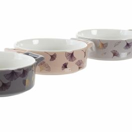 Bol Moderno DKD Home Decor Gris Rosa 12.5 x 4.3 x 16.8 cm Set de 4