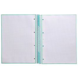 Cuaderno Espiral A4 Micro Antartik Tapa Forrada 80H 90 gr Cuadro 5 mm 1 Banda 4 Taladros Menta