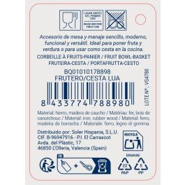 Inde Frutero Cesta Lua Quttin de Mimbre - 28.5 x 28.5 x 13 cm (12 Unidades)