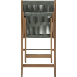 MAKENA Conjunto de Bistró Plegable de Madera de Acacia FSC con Tejido de Cuerda Verde Oliva - 2 Personas