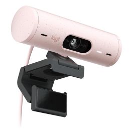 Logitech Webcam Brio 500 Rosa Full HD 1080p 4MP 90° con Clip de Montaje Universal USB-C Plug and Play Rightlight 4 HDR