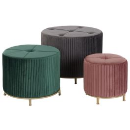 Reposapies DKD Home Decor Gris Verde 60 x 45 x 60 cm Set de 3 Reposapies DKD Home Decor Gris Verde 60 x 45 x 60 cm Set de 3