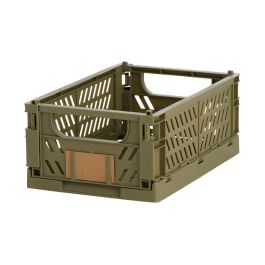 Day: Juego de 2 Cajas de Almacenaje Plegables y Apilables Oli, Color Verde Oliva, 25x16,5 cm, Capacidad 3,3 L