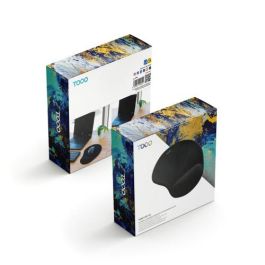 Tooq Alfombrilla Ergonómica TQMP1001-B con Reposamuñecas de Gel, Superficie de Tejido Jersey y Base Antideslizante, Negro, 230 x 200 x 20mm