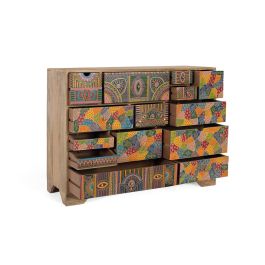 Giner y Colomer Cómoda de Madera de Mango con 14 Cajones y Pintura a Mano 120 cm