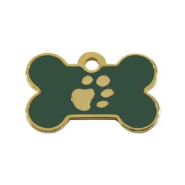 Placa identificativa para collar Imarc Verde Dorado Hueso Aluminio