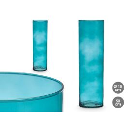 Jarrón de Cristal Cilíndrico Turquesa - 15 cm diámetro x 50 cm alto - Giftdecor Precio: 10.89. SKU: B1A5W5HASB