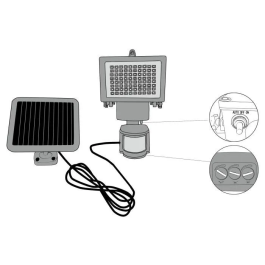 Galix Foco Solar con Detector de Presencia 80 LED Negro 650 Lúmenes
