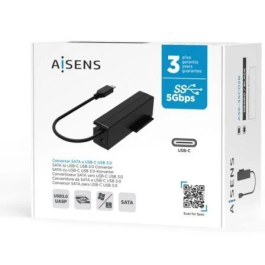 Aisens ASE-35A02B Adaptador SATA a USB 3.0/3.1 para Discos Duros 2.5" y 3.5" con Alimentador Negro