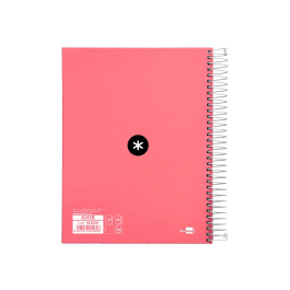 Antartik Cuaderno espiral A5 micro tapa forrada 120h 90 gr liso 5 bandas color coral