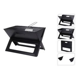 Barbacoa Plegable en Forma de X 45x30x35cm Parrilla Cocción 44x28.5cm Negro