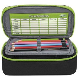 WEDO 24243011 Estuche suave Schlamperbox Negro/Verde Poliéster con Cremallera 230mm