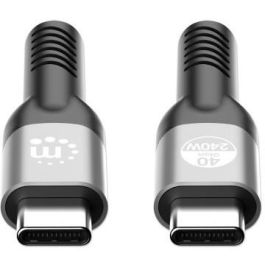 MANHATTAN 356374 Cable USB4 USB-C Macho/Macho 240W, 40Gbps, 8K HDR10, Thunderbolt 4, 1m Negro
