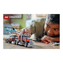 LEGO Creator Camión Plataforma con Helicóptero 31146 Juego de Construcción con 270 Piezas para Niños a partir de 7 años