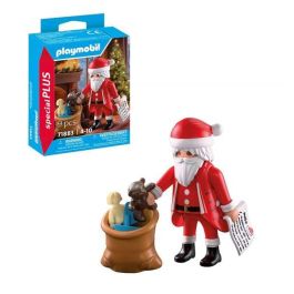Playmobil Papá Noel con Lista de Deseos, Muñeca, Osito, Velero y Saco de Yute. Figura de Plástico para Niños +3 Años